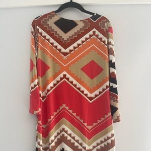 Women dress casual boho size 6 long sleeve multi colors